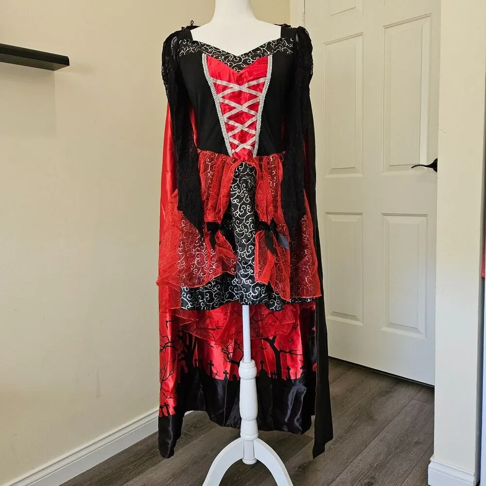 Leg Avenue Vampire Temptress Countess Sexy Cape Mini Dress Coat Costume Womens L - Picture 4 of 8